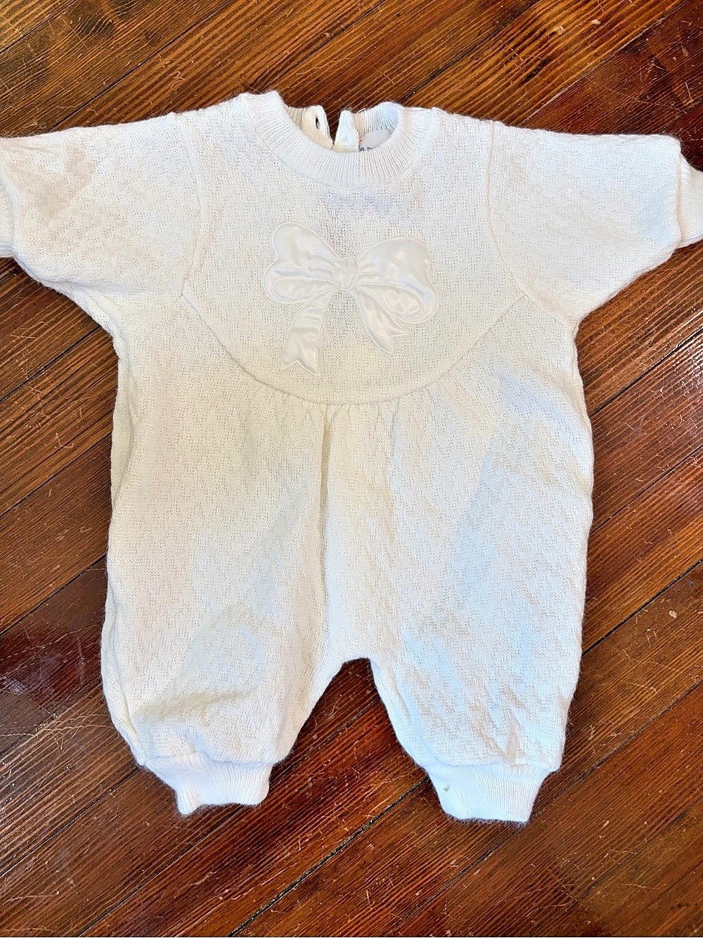 RARE Vintage McKids Baby Knit Footie with Bow Baby 0-6M